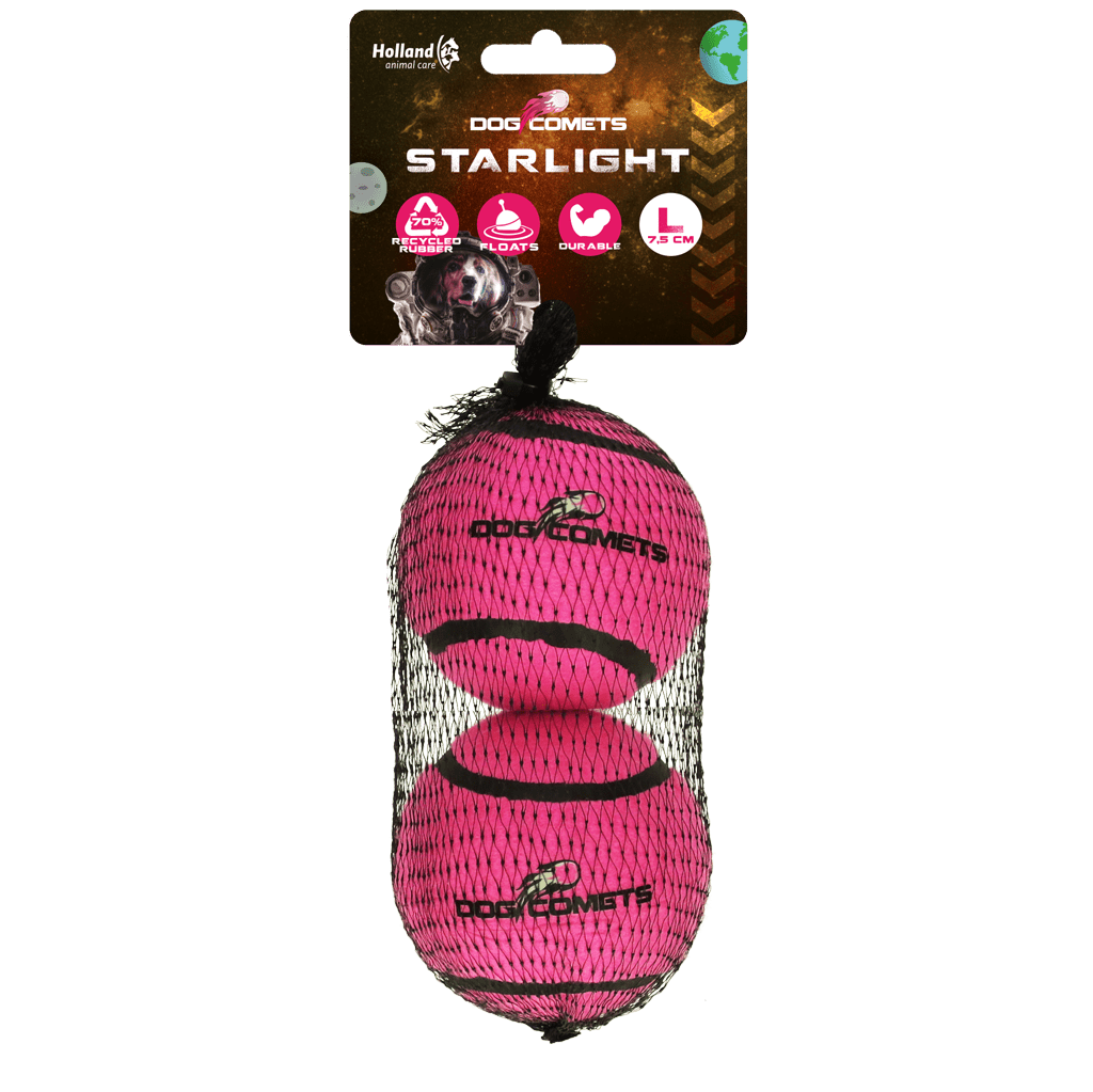 Dog Comets Tennisbal Starlight L Roze (2 - pack) - all for animals