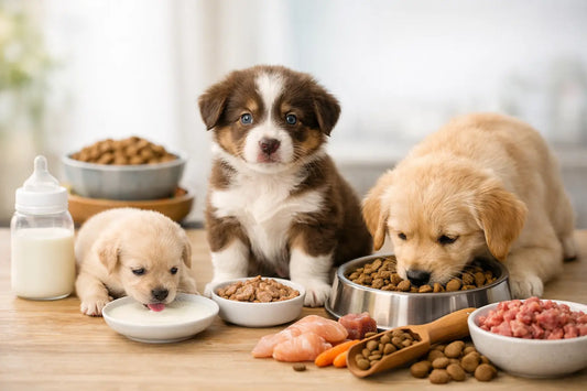 Puppy voeding per leeftijd voor een gezonde start