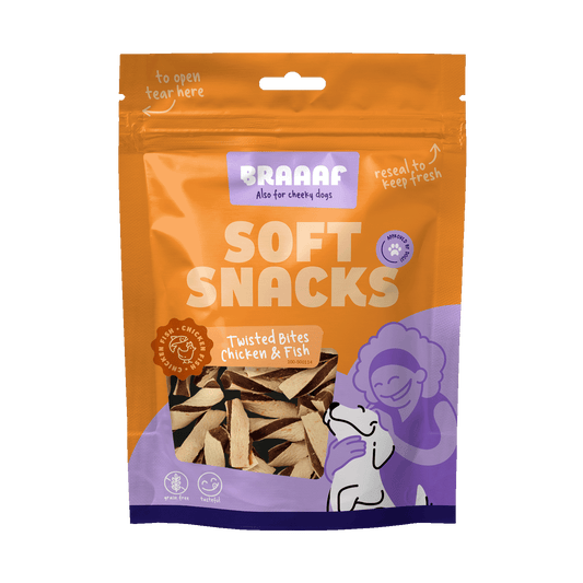 Braaaf Soft Snack Gedraaide Bites - Kip & Vis