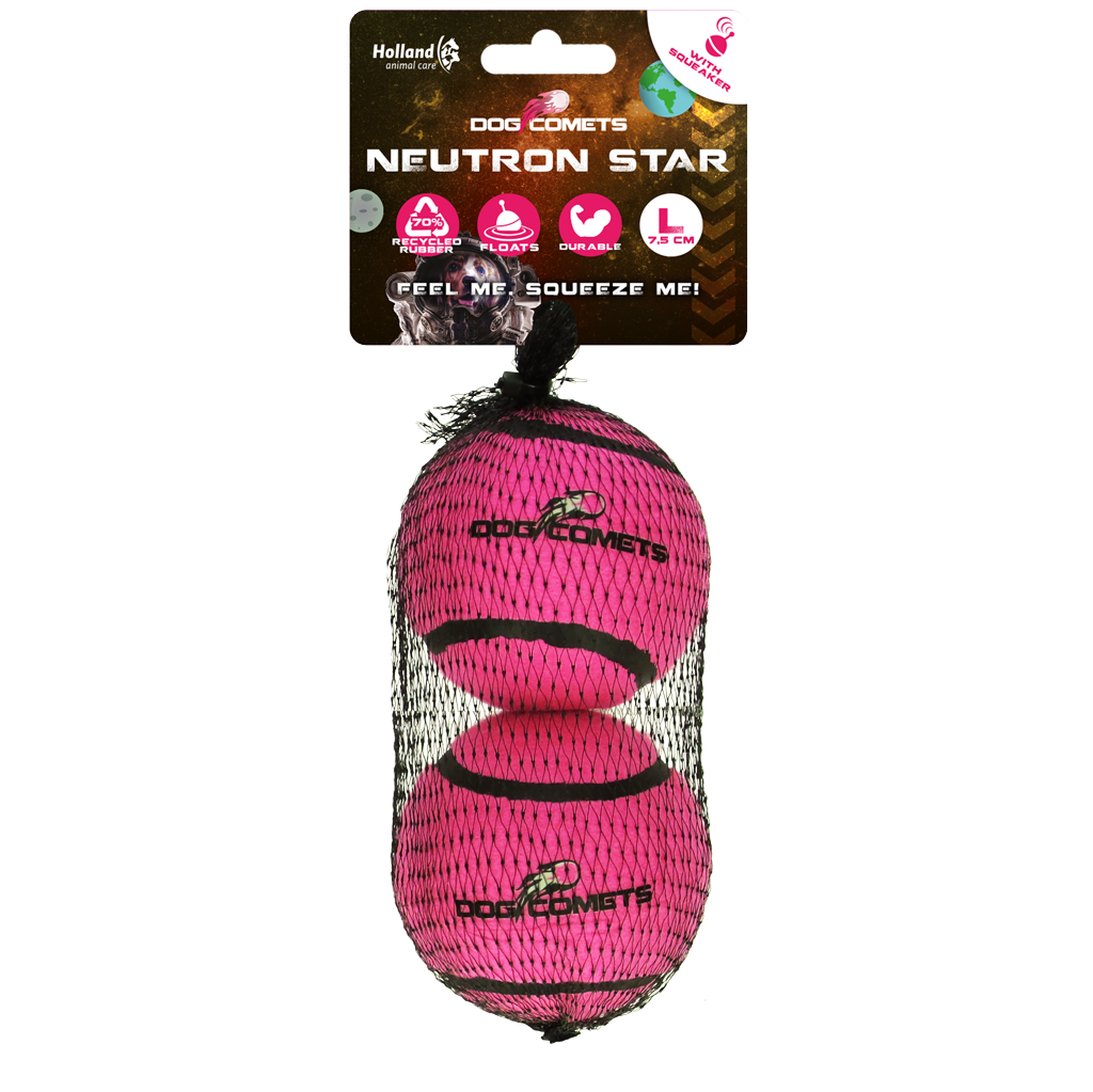 Dog Comets Tennisbal Met Pieper Neutron Star L Roze (2-pack)