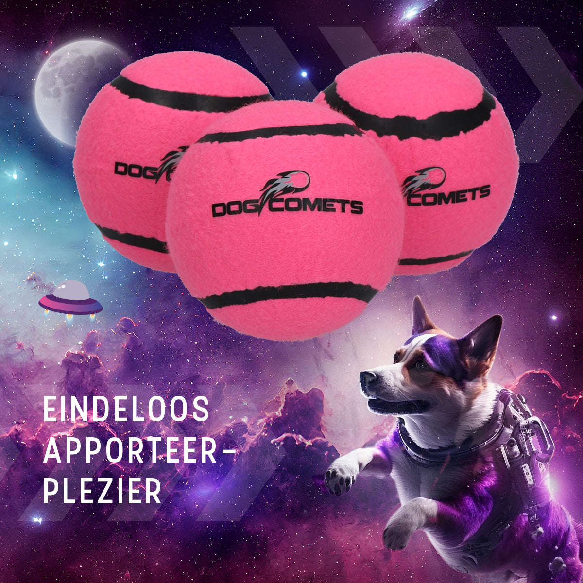 Dog Comets Tennisbal Starlight S Roze (3-pack)