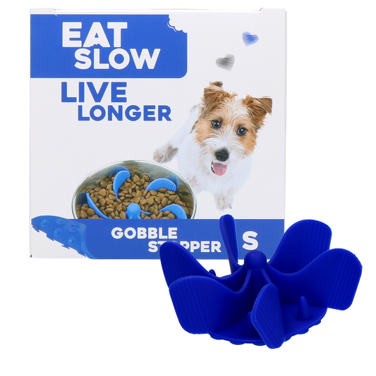 Eat Slow Live Longer Gobble Stopper Blauw