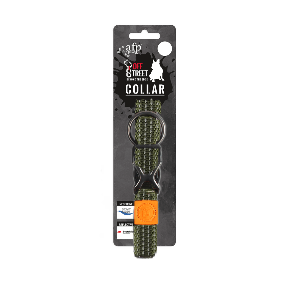 AFP Off Street - Dog Collar Olijfgroen - All For Animals