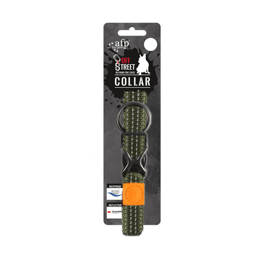 AFP Off Street - Dog Collar Olijfgroen - All For Animals