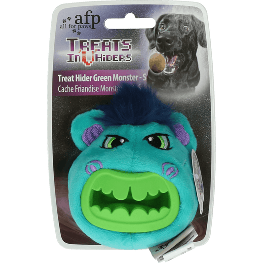 AFP Treats In "V" Hiders - Treat Hider Small Groen Monster - All For Animals