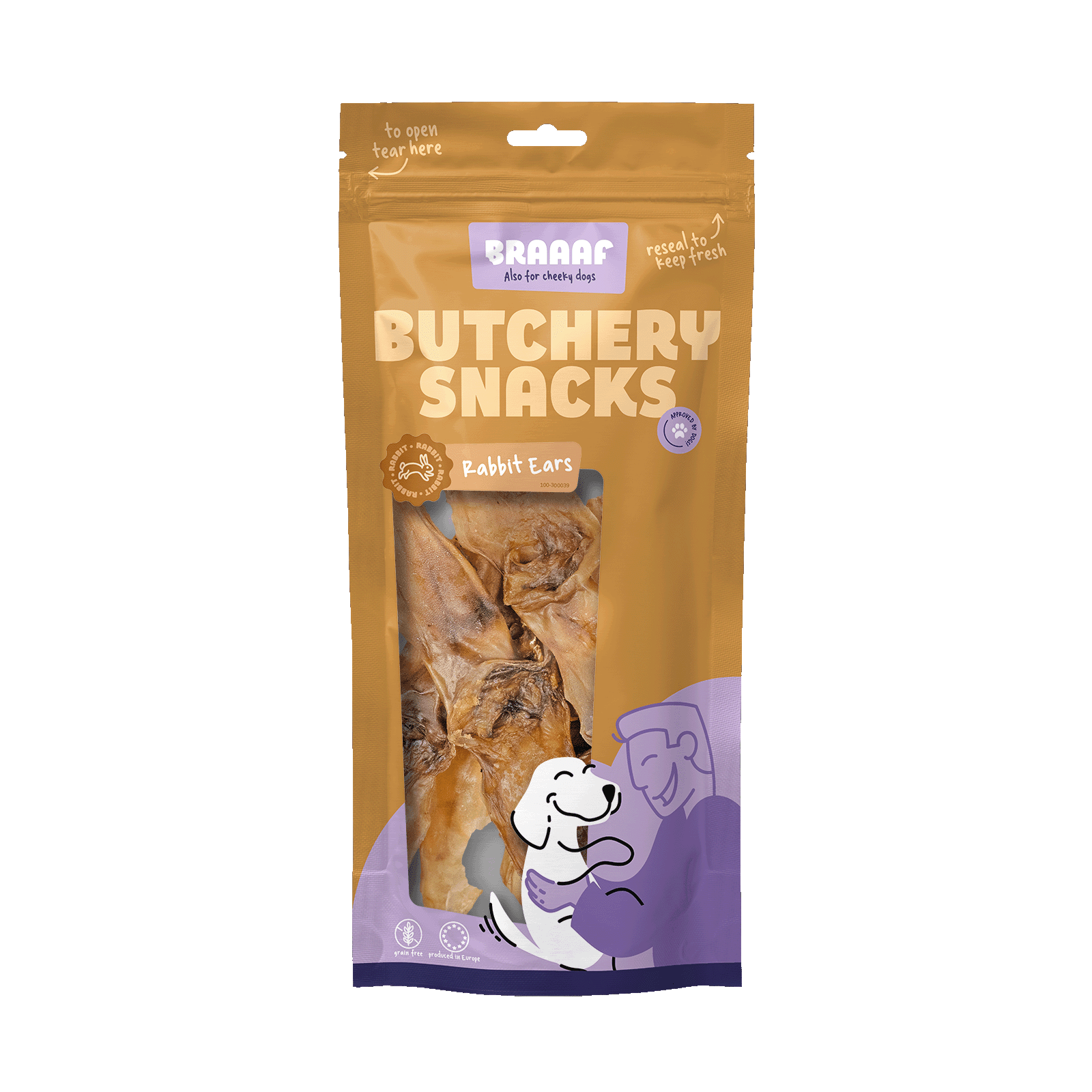 Braaaf Butchery Snacks Konijnenoren 80 g - All For Animals