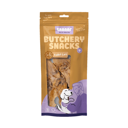 Braaaf Butchery Snacks Konijnenoren 80 g - All For Animals