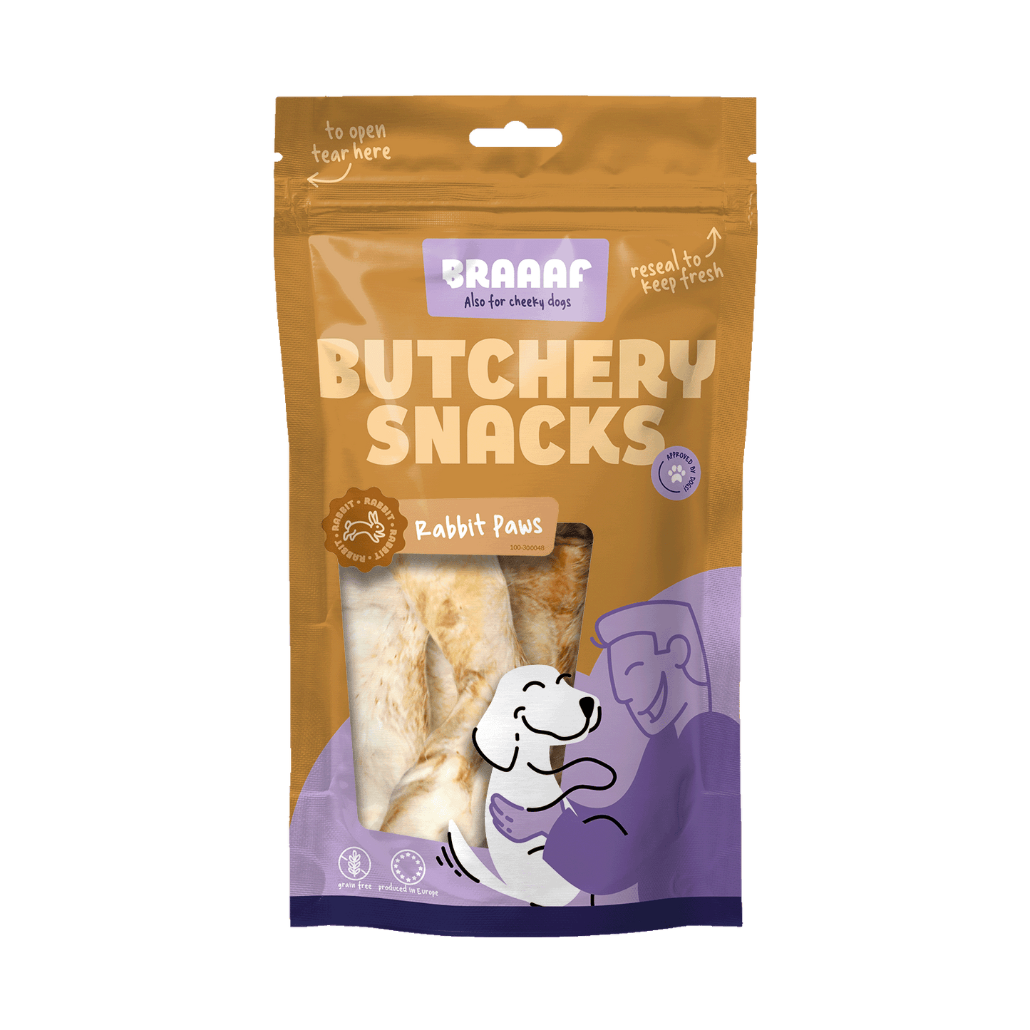 Braaaf Butchery Snacks Konijnenpootjes 100 g - All For Animals