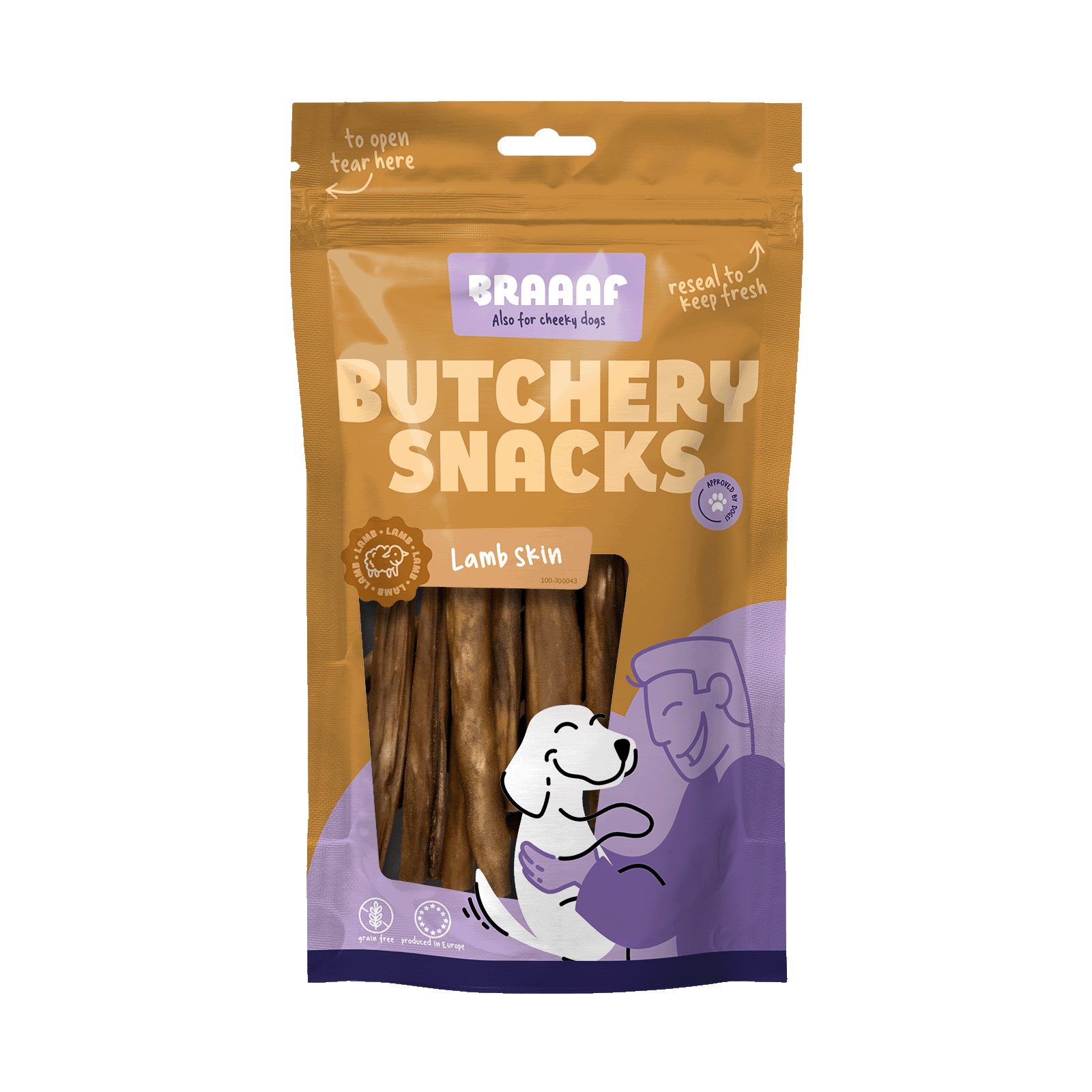 Braaaf Butchery Snacks Lamshuid 100 g - All For Animals