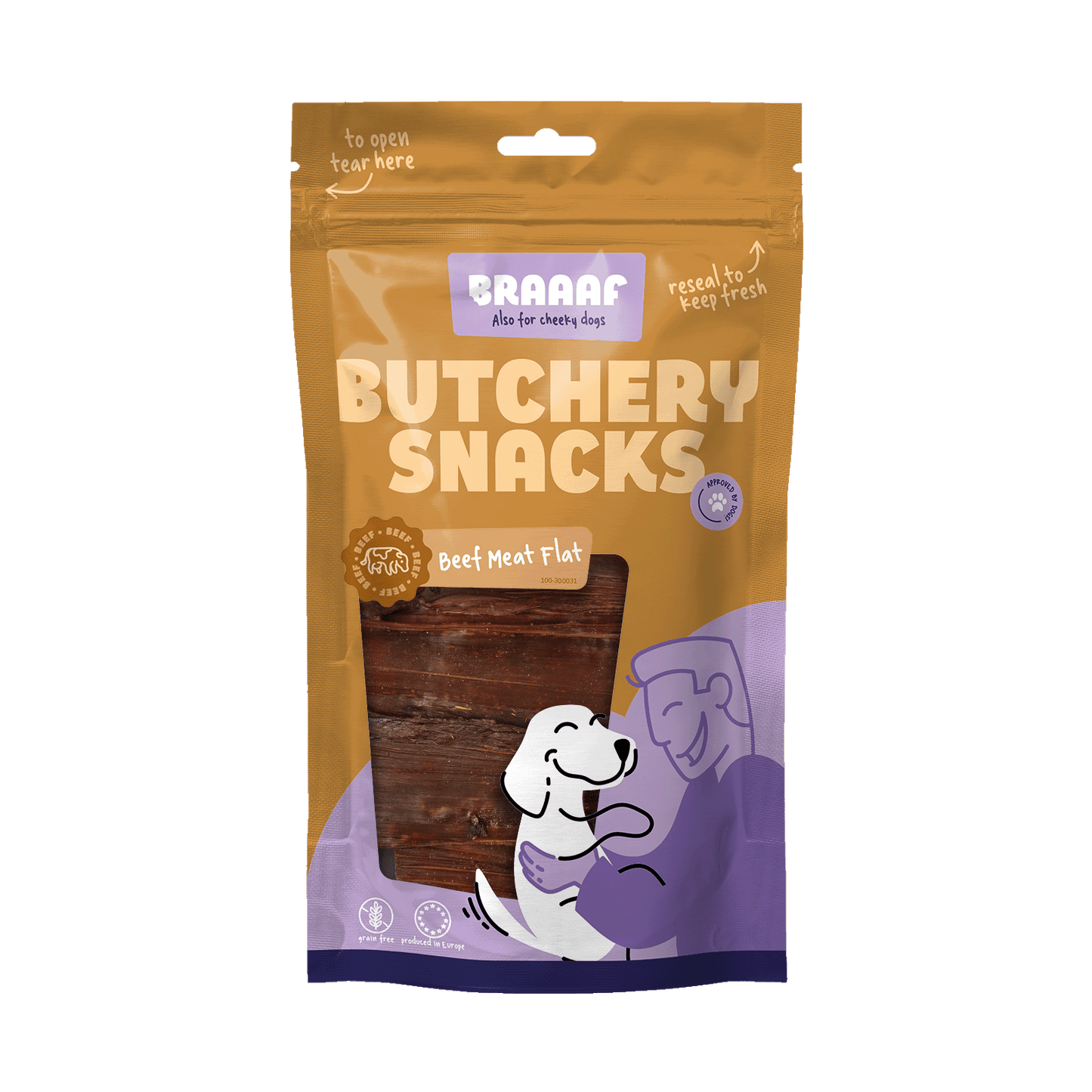 Braaaf Butchery Snacks Rundvlees plat 125 g - All For Animals