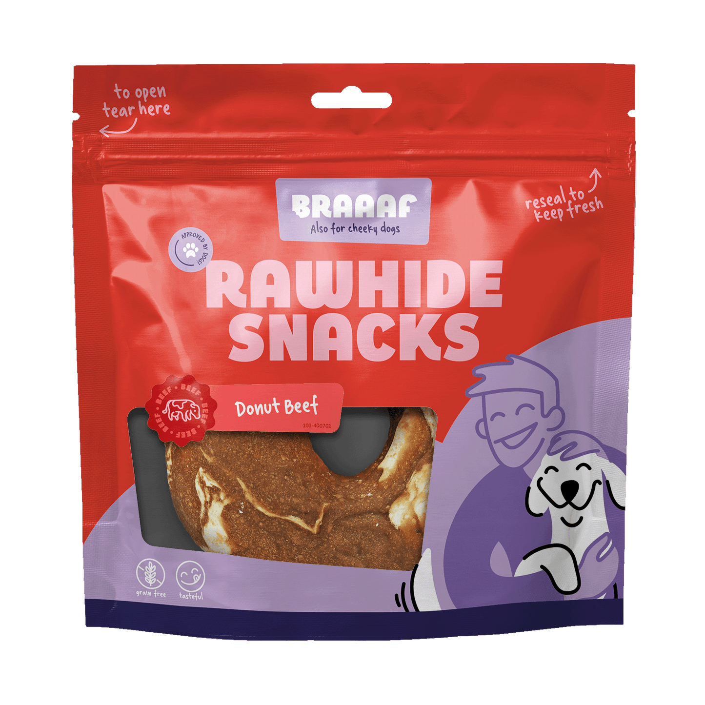 Braaaf Rawhide Donut Rund & Vis - All For Animals
