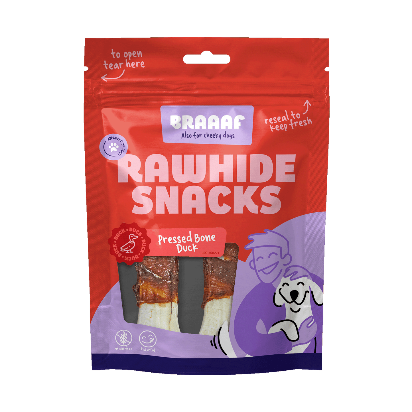 Braaaf Rawhide Pressed Bone Eend - All For Animals
