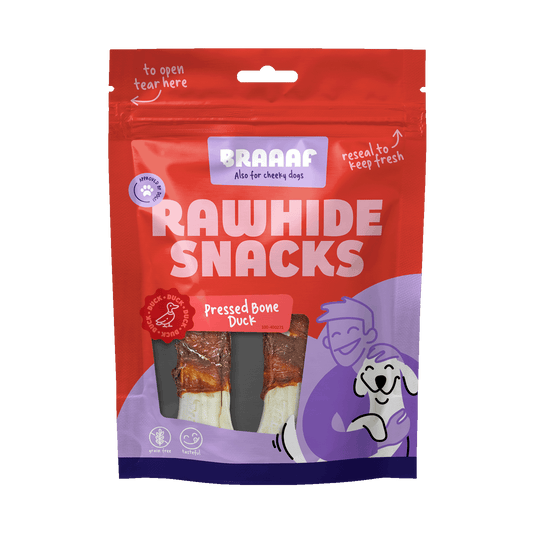 Braaaf Rawhide Pressed Bone Eend - All For Animals
