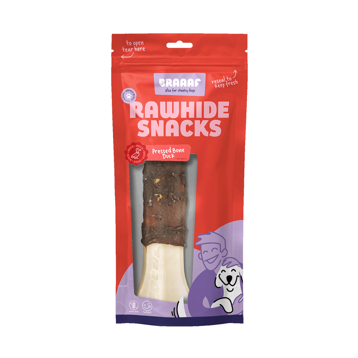 Braaaf Rawhide Pressed Bone Eend - All For Animals