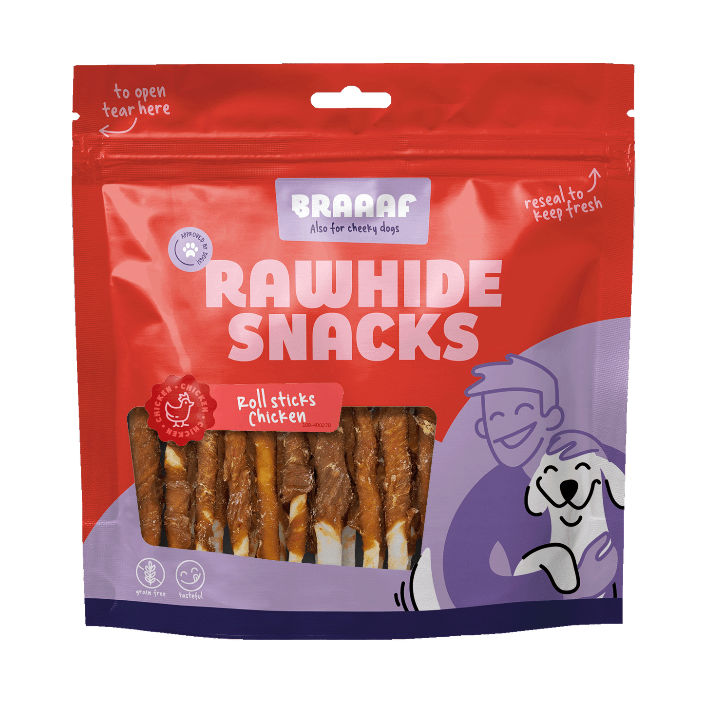 Braaaf Rawhide Roll Sticks Kip - 30 st. - All For Animals