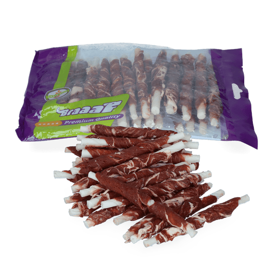 Braaaf Rawhide Roll Sticks Rund & Vis - 25 st. - All For Animals