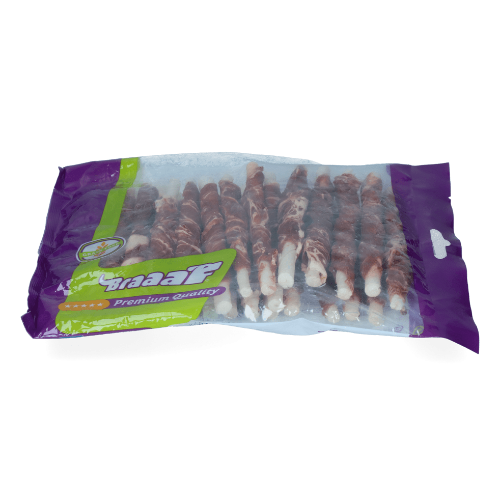 Braaaf Rawhide Roll Sticks Rund & Vis - 25 st. - All For Animals