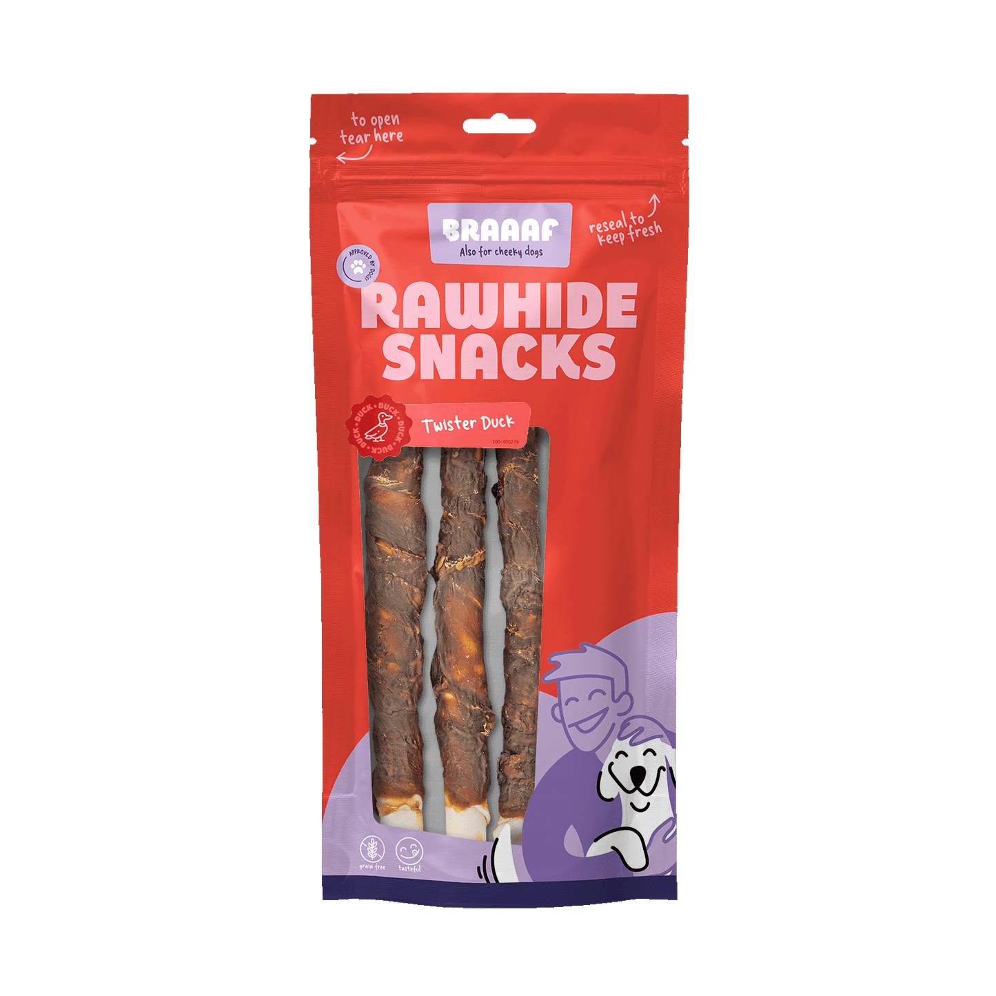 Braaaf Rawhide Twister Eend (3 st.) - 25 cm - All For Animals