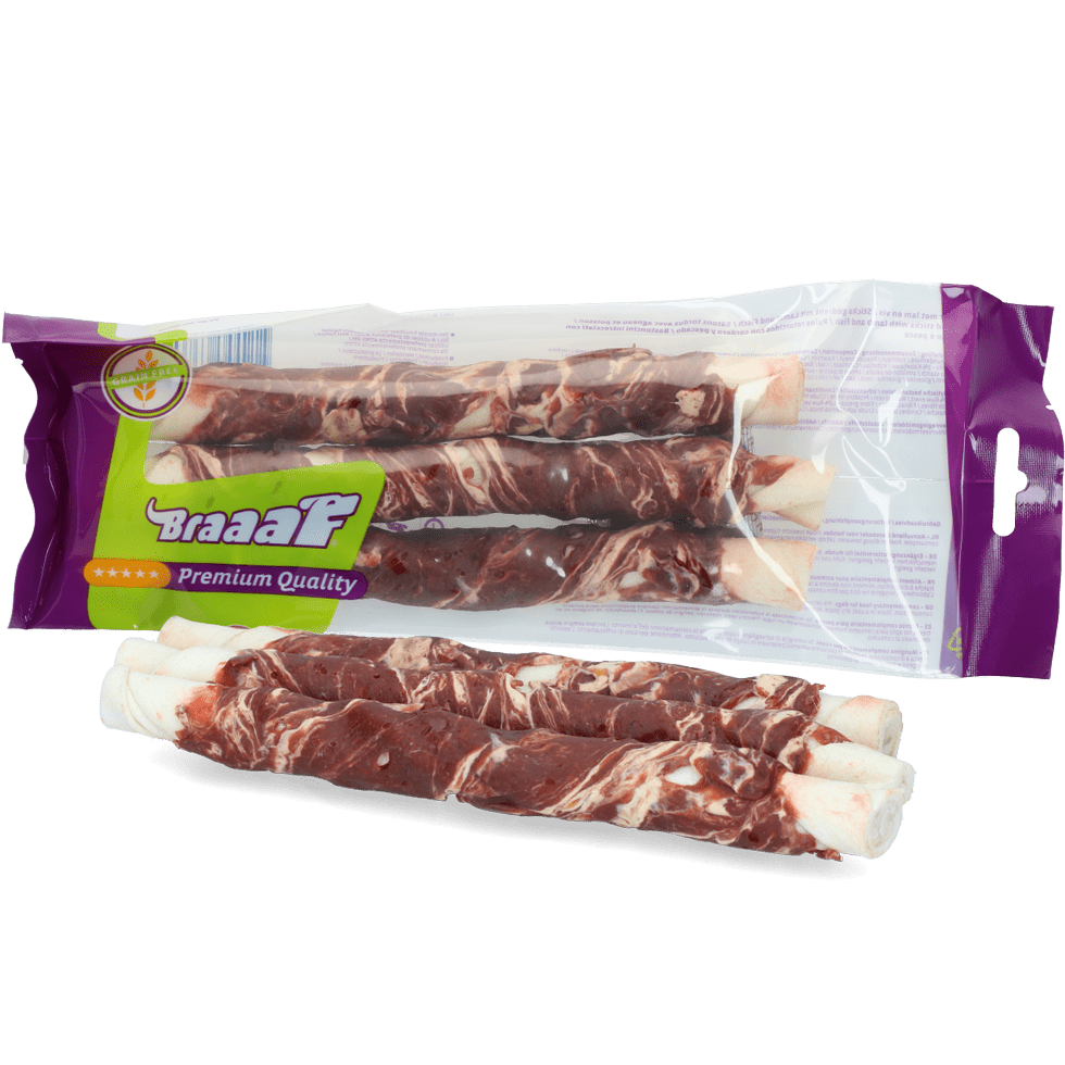 Braaaf Rawhide Twister Lam & Vis (3 st.) - 21 cm - All For Animals