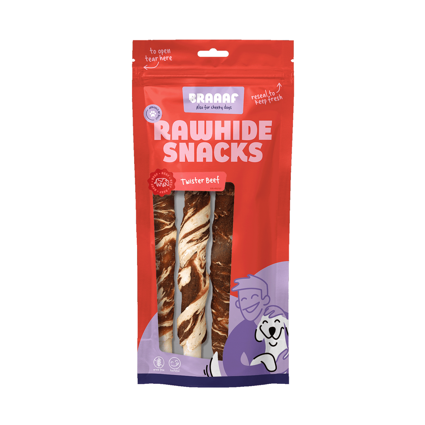 Braaaf Rawhide Twister Rund & Vis (3 st.) - 21 cm - All For Animals