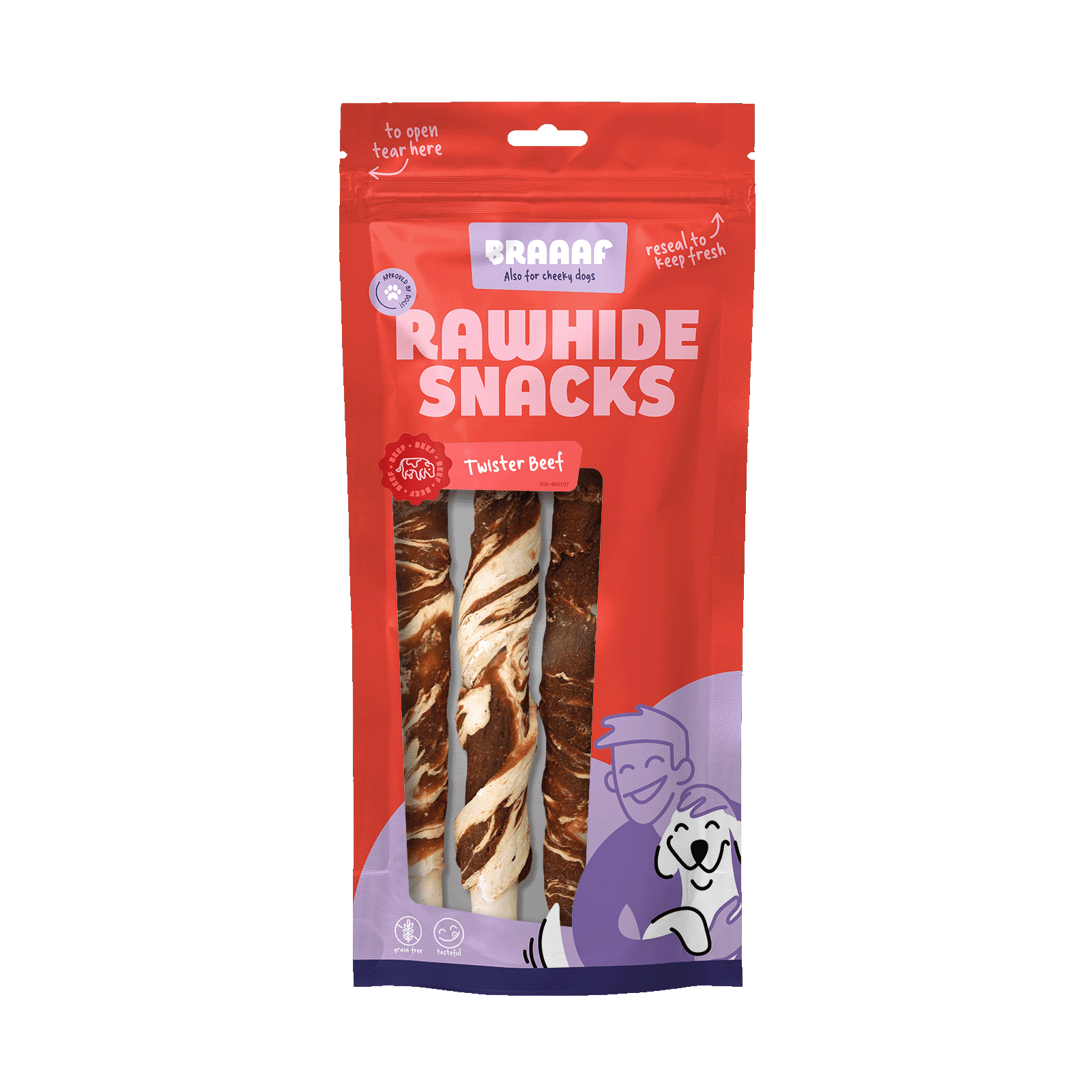 Braaaf Rawhide Twister Rund & Vis (3 st.) - 21 cm - All For Animals