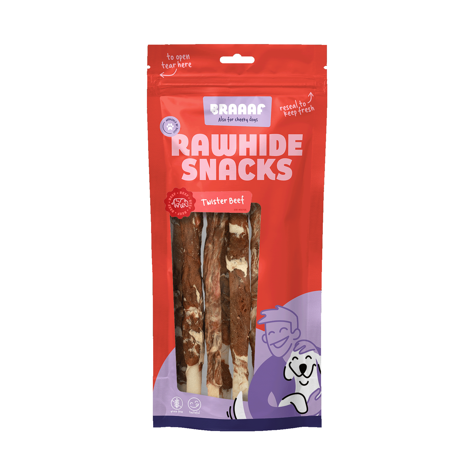 Braaaf Rawhide Twister Rund & Vis (6 st.) - 21 cm - All For Animals