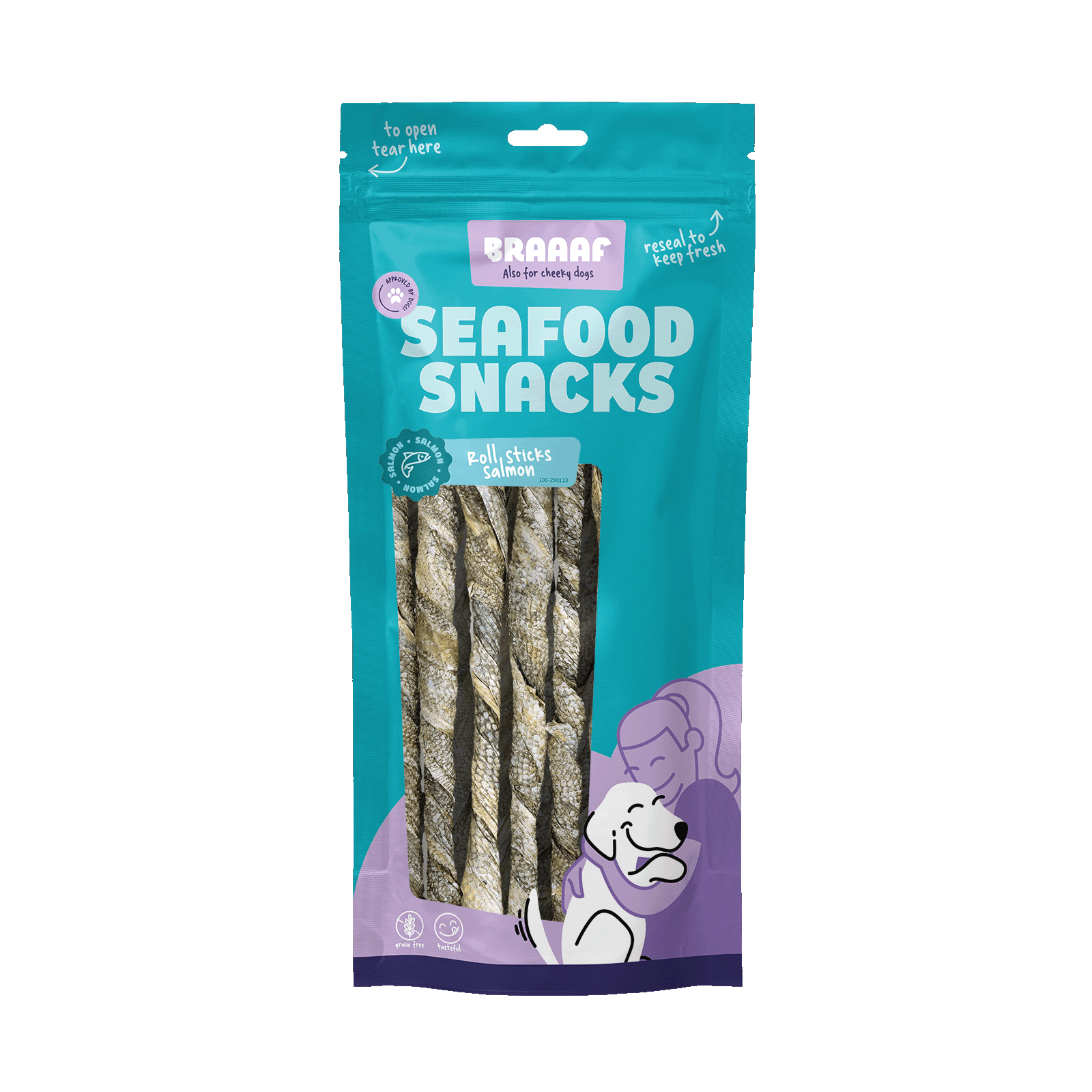 Braaaf Seafood Braaaf Salmon roll sticks 20 cm 8 pcs - All For Animals