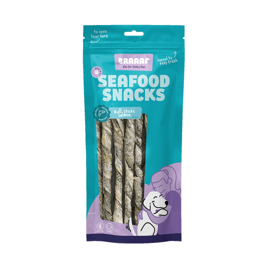 Braaaf Seafood Braaaf Salmon roll sticks 20 cm 8 pcs - All For Animals