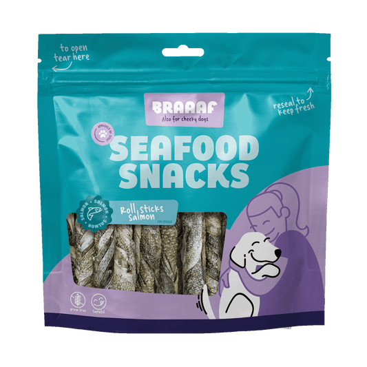 Braaaf Seafood Zalm Roll Sticks - 12 cm (175 gr) - all for animals
