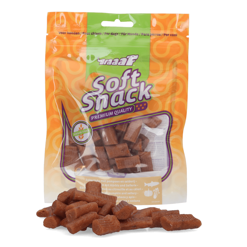 Braaaf Soft Snack met Zalm pompoen en selderij - All For Animals