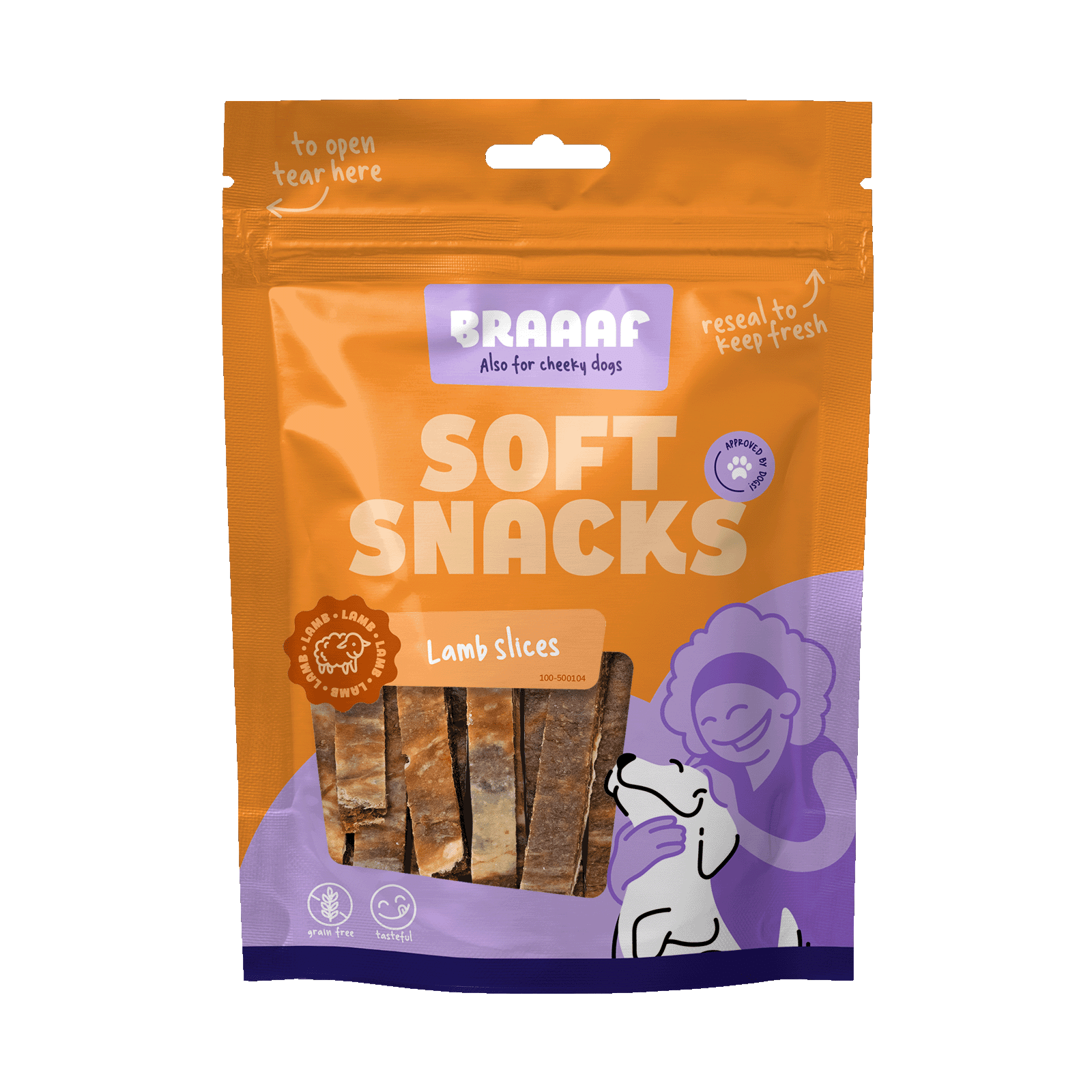 Braaaf Soft Snack Slices - Lam & Vis - all for animals