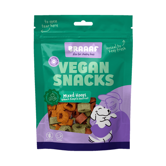 Braaaf Vegan Snack Mixed Hoops Spinach Pumpkin Beetroot - 1 cm - all for animals