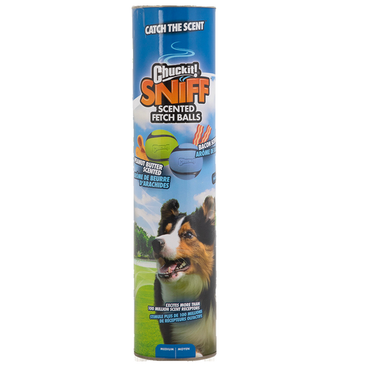 Chuckit! Sniff Fetch Ball Bacon & Peanut Butter M 4-pack - transparante productafbeelding