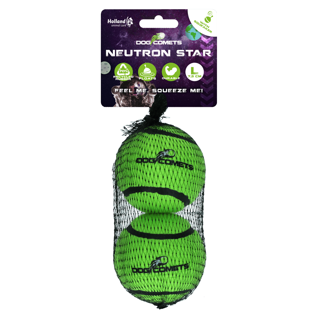 Dog Comets Tennisbal Met Pieper Neutron Star L Groen (2 - pack) - all for animals