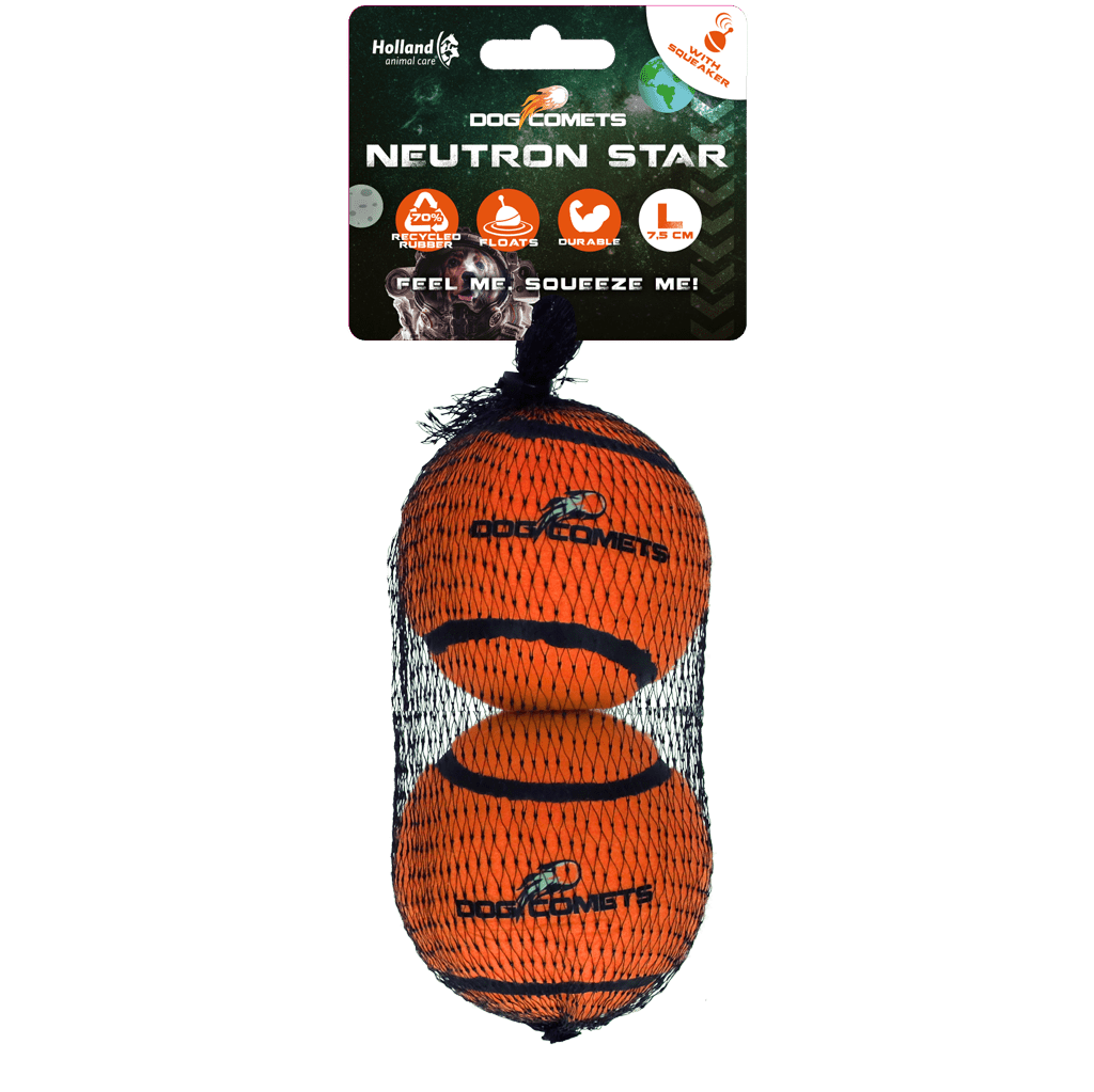 Dog Comets Tennisbal Met Pieper Neutron Star L Oranje (2 - pack) - all for animals