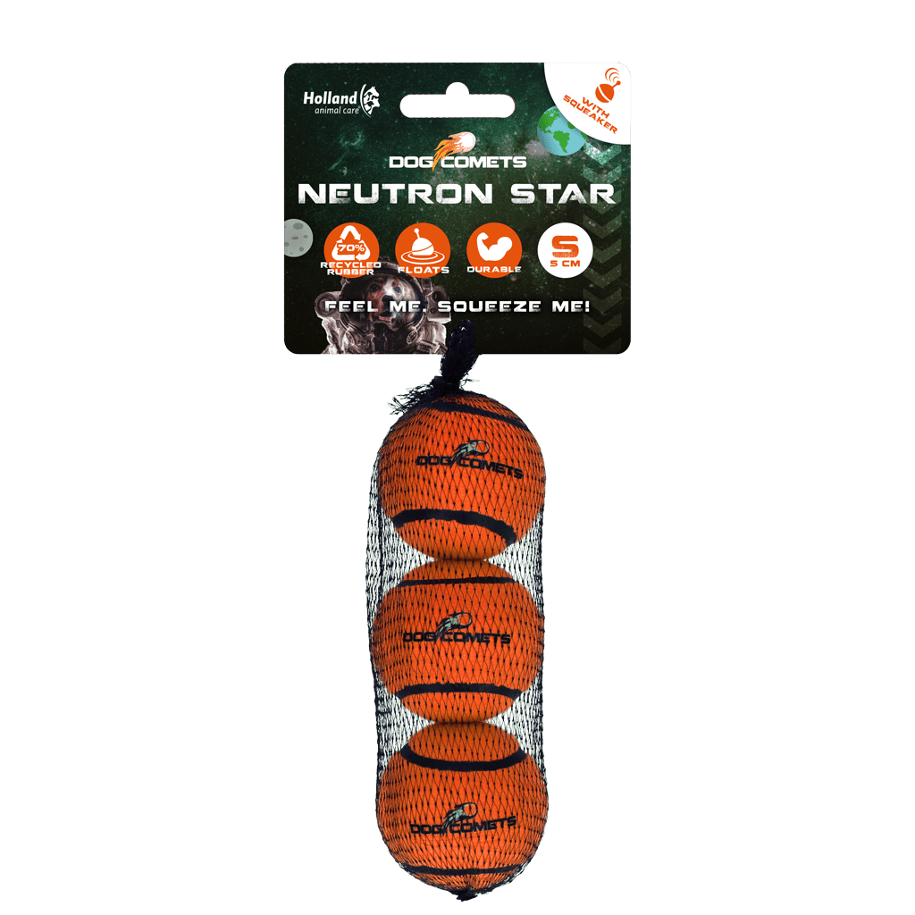 Dog Comets Tennisbal Met Pieper Neutron Star S Oranje (3 - pack) - all for animals