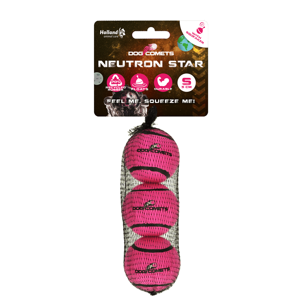 Dog Comets Tennisbal Met Pieper Neutron Star S Roze (3 - pack) - all for animals