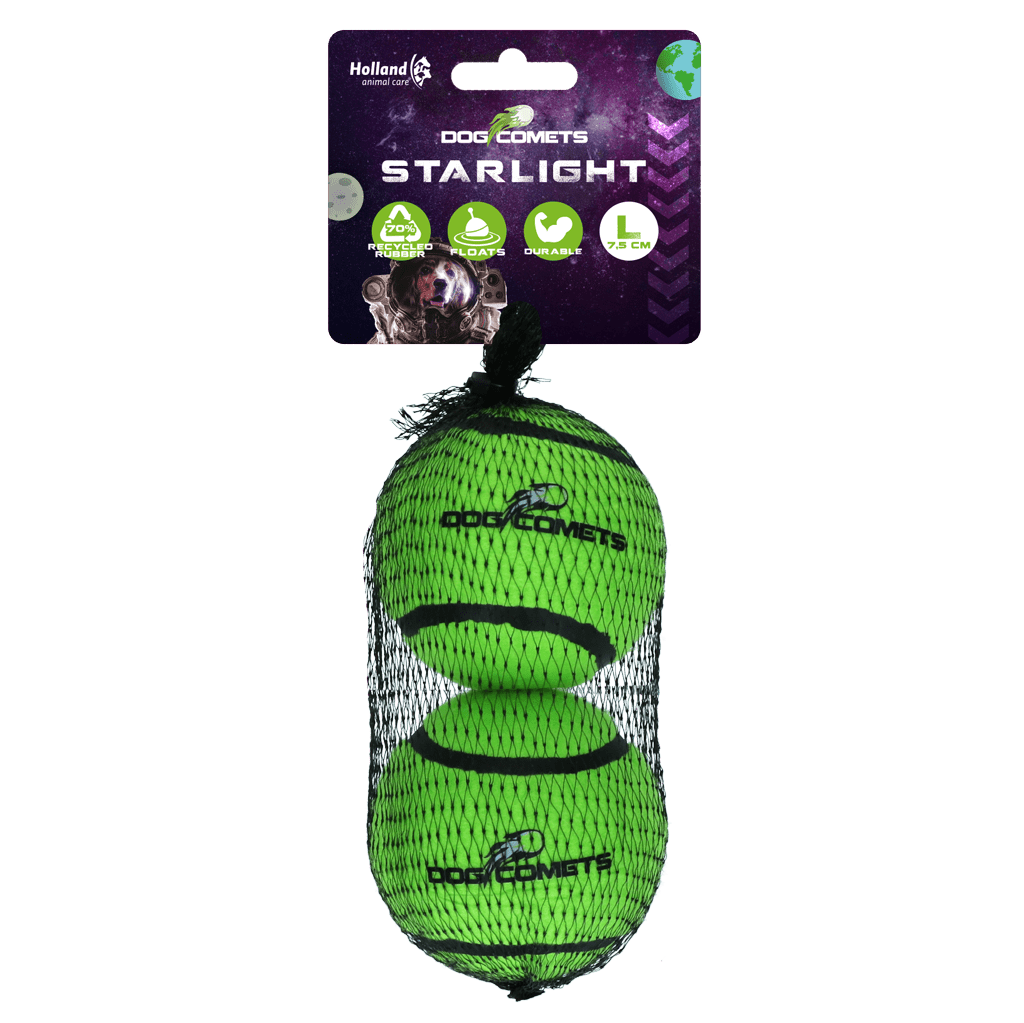 Dog Comets Tennisbal Starlight L Groen (2 - pack) - all for animals