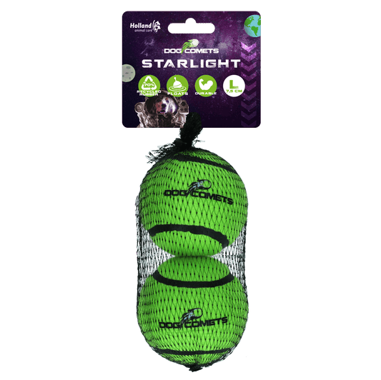 Dog Comets Tennisbal Starlight L Groen (2 - pack) - all for animals