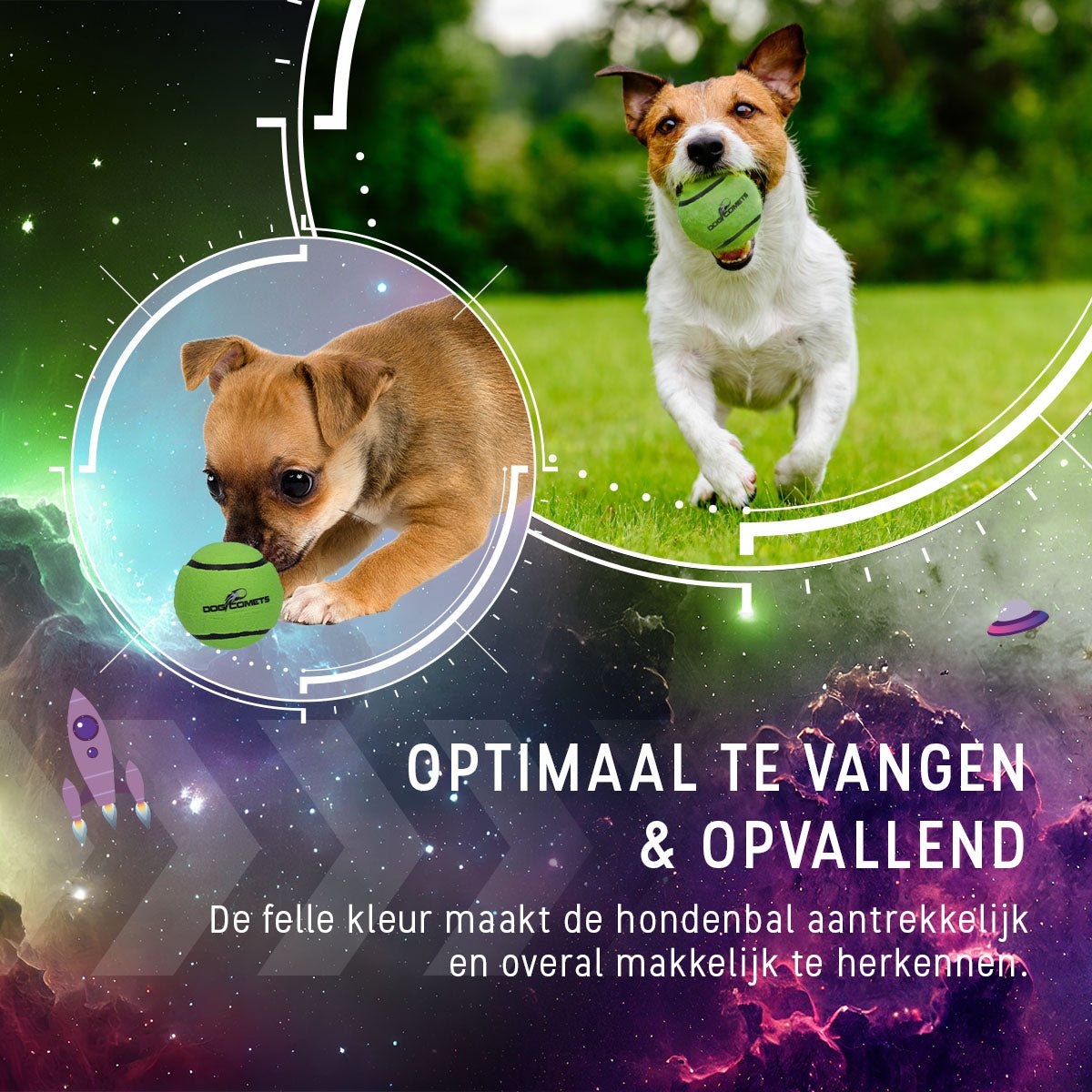 Dog Comets Tennisbal Starlight L Groen (2 - pack) - all for animals