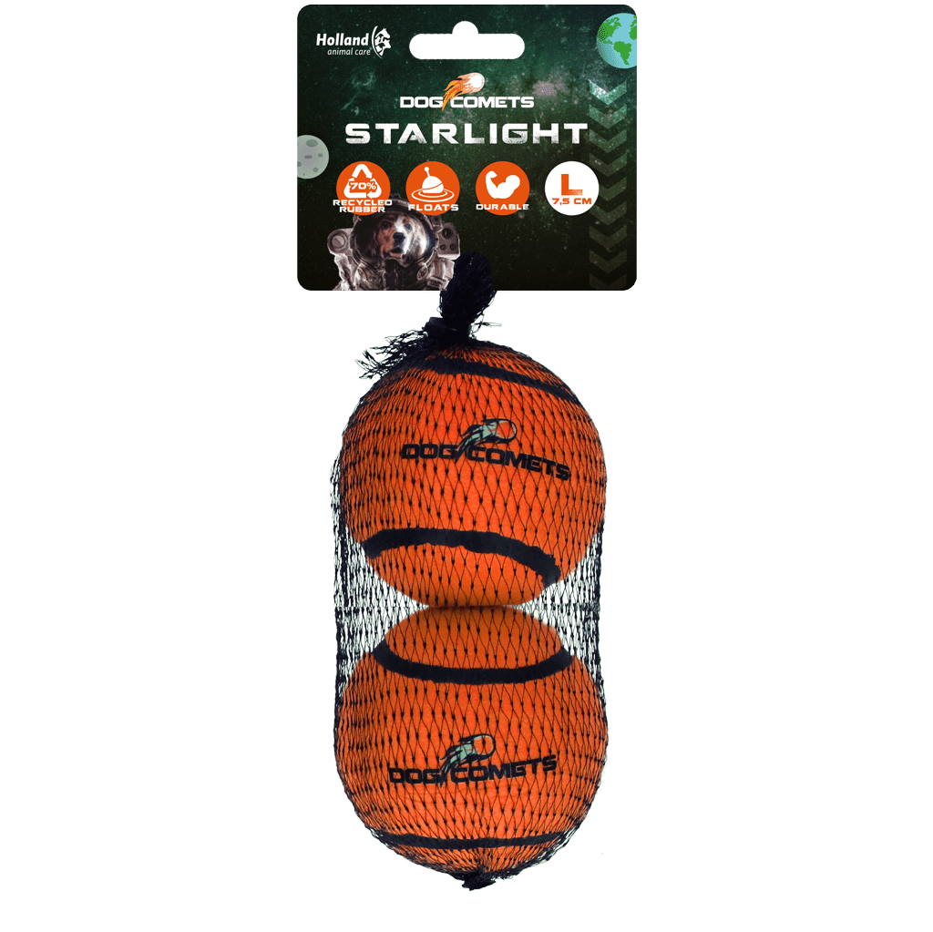 Dog Comets Tennisbal Starlight L Oranje (2 - pack) - all for animals