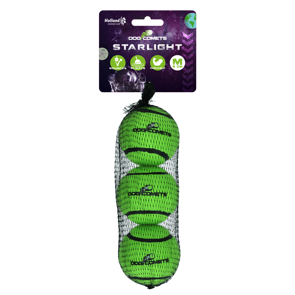 Dog Comets Tennisbal Starlight M Groen (3 - Pack) - all for animals