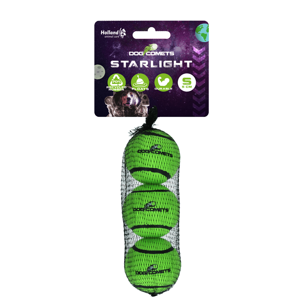 Dog Comets Tennisbal Starlight S Groen (3 - pack) - all for animals