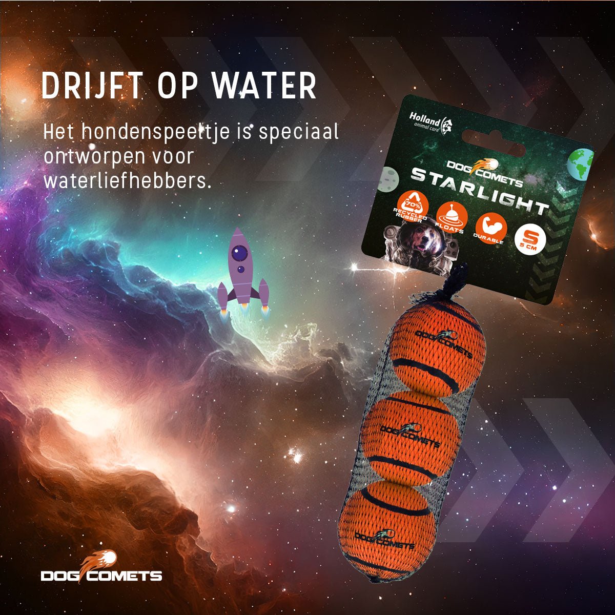 Dog Comets Tennisbal Starlight S Oranje (3 - pack) - all for animals
