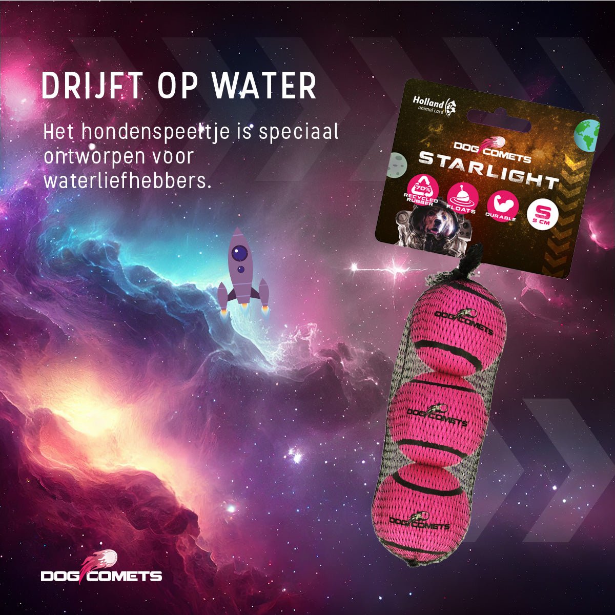 Dog Comets Tennisbal Starlight S Roze (3 - pack) - all for animals