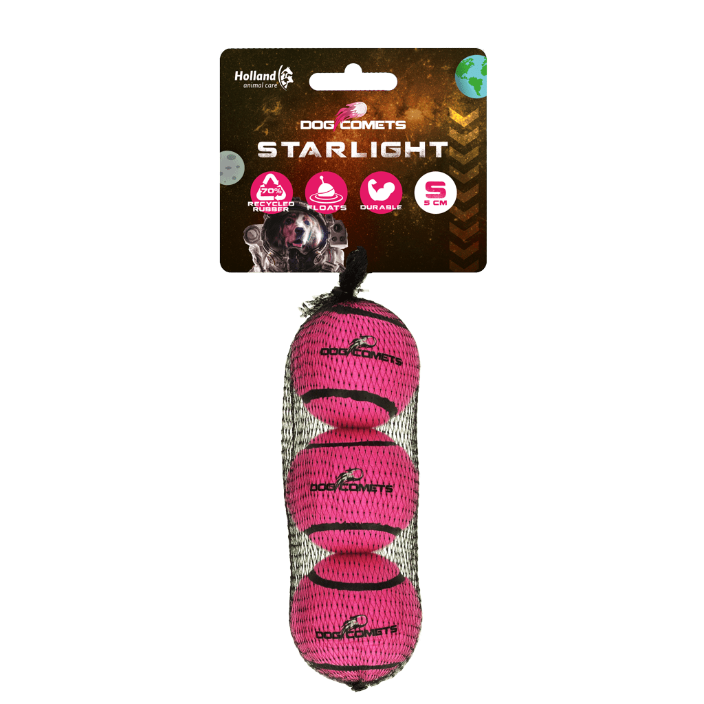 Dog Comets Tennisbal Starlight S Roze (3 - pack) - all for animals