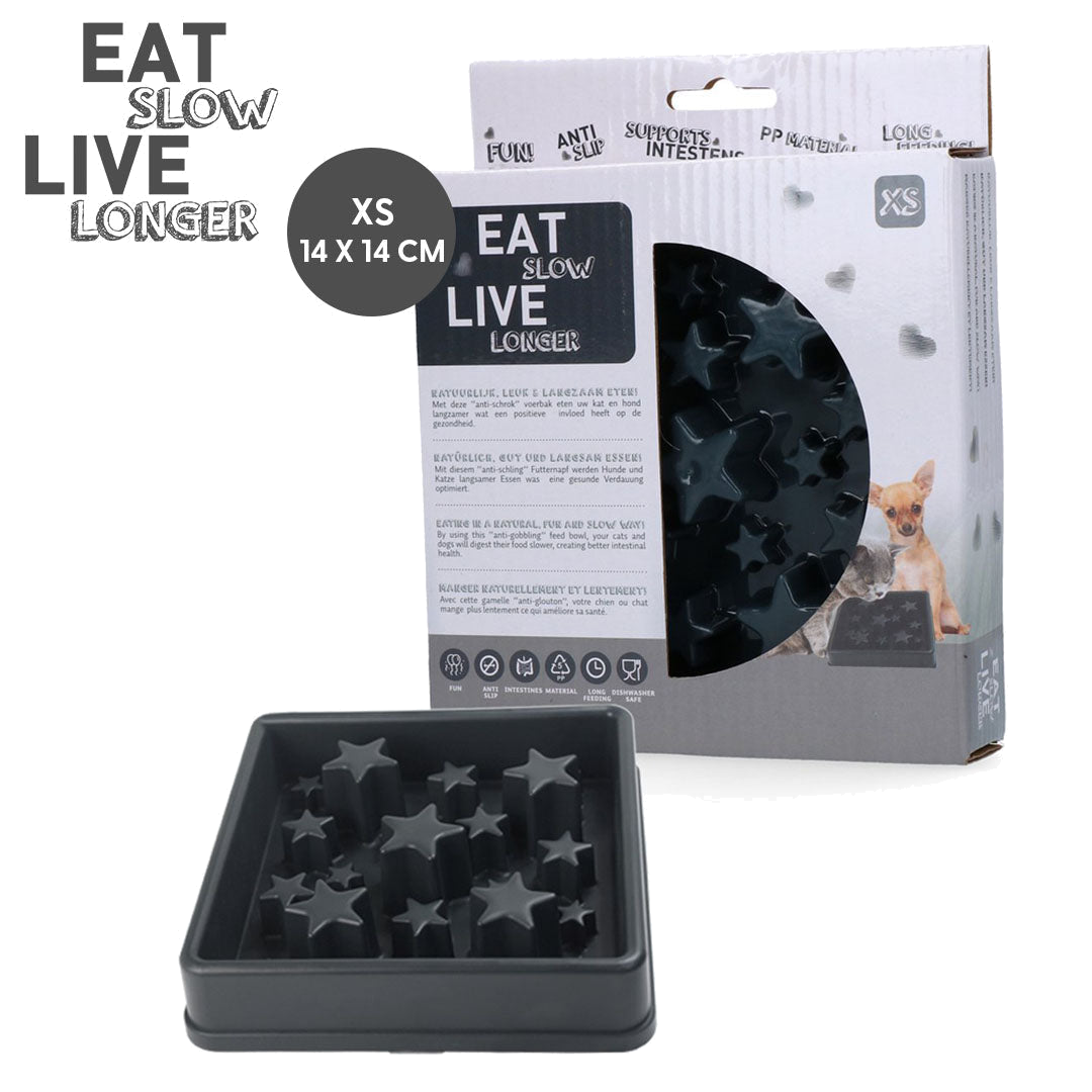 Eat Slow Live Longer Star Grijs - transparante productafbeelding