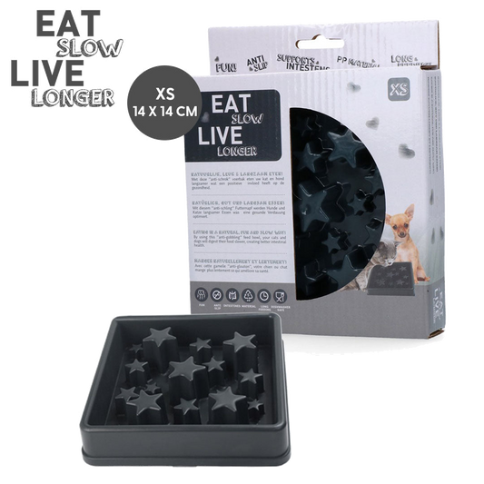 Eat Slow Live Longer Star Grijs - transparante productafbeelding