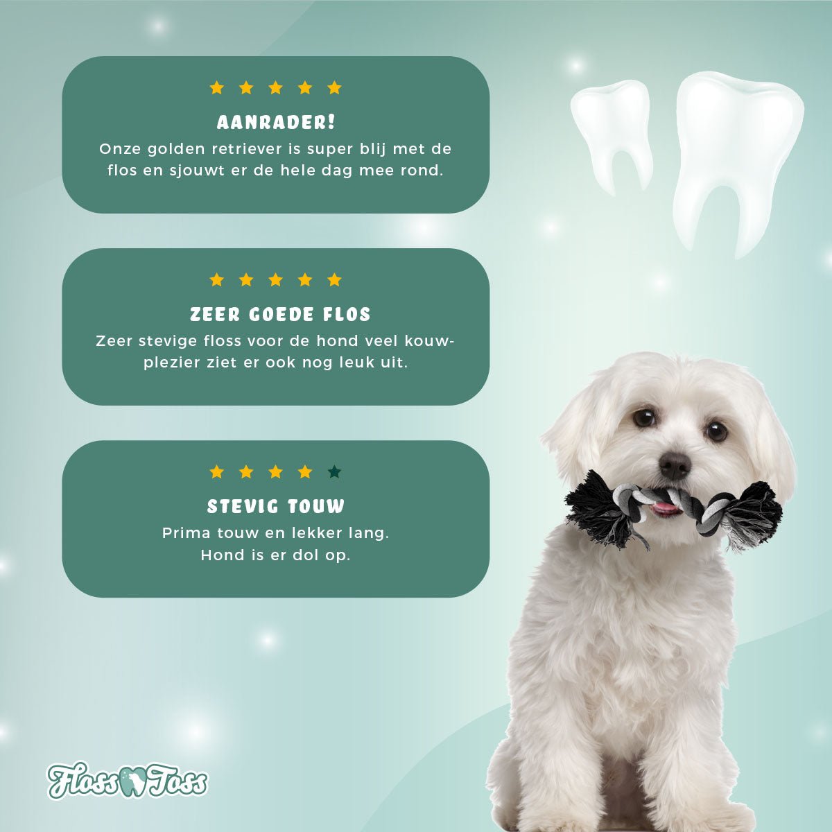 Floss Toss Dental Rope 2 Knot - all for animals