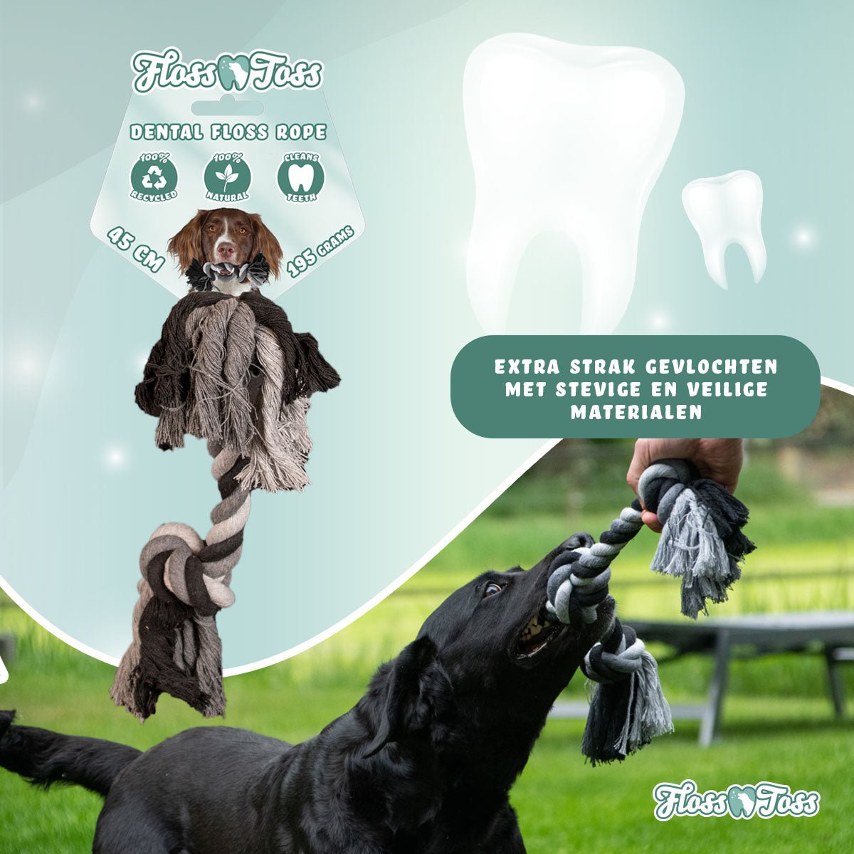Floss Toss Dental Rope 2 Knot - all for animals